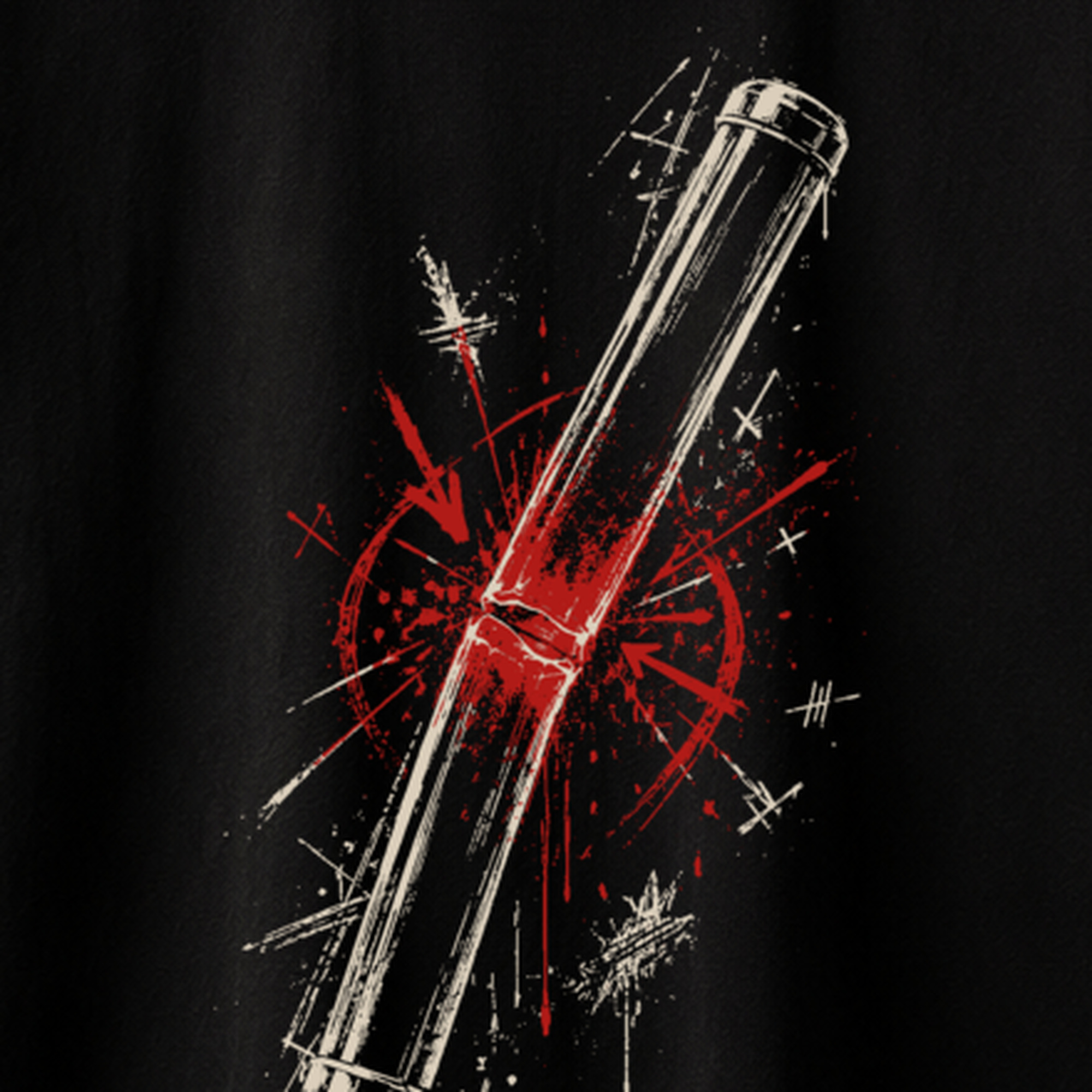 Close detail of the red break point in the Glowstick artwork